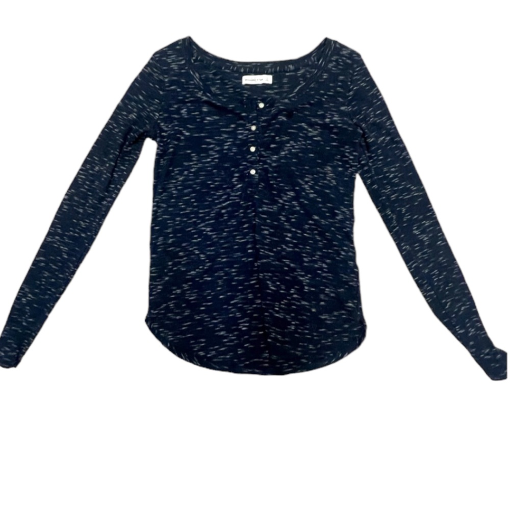 Abercrombie & Fitch New York y2k featherweight ribbed navy Henley